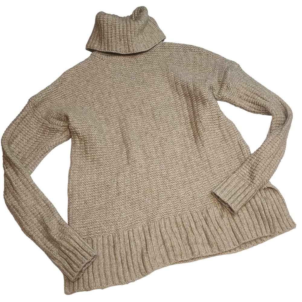 Madewell Chunky Turtleneck Sweater - XS - Wool Blend - Tan